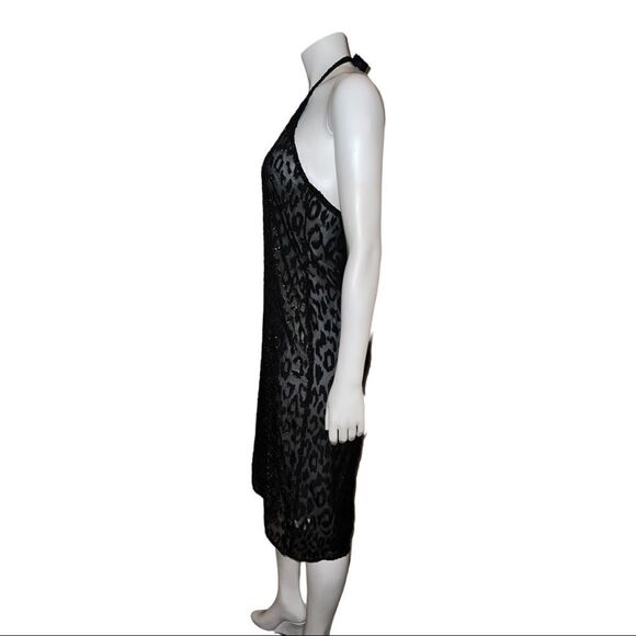 Miken Juniors' Lurex Animal-Print Midi Cover-Up Dress Black Small NWT - Picture 4 of 6